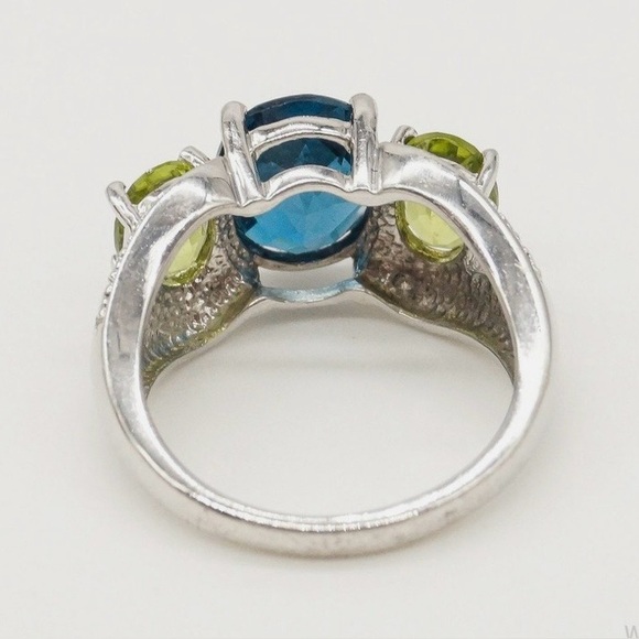 For You 💙💙💙 Clyde Duneier (CID) Blue Topaz Peridot 925 Ring w/ Zircon Accents - Picture 13 of 16